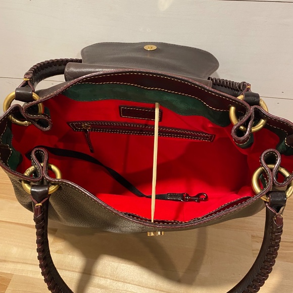 Dooney & Bourke Florentine Flap Satchel Genuine Leather Structured Classic Chic - Picture 2 of 6